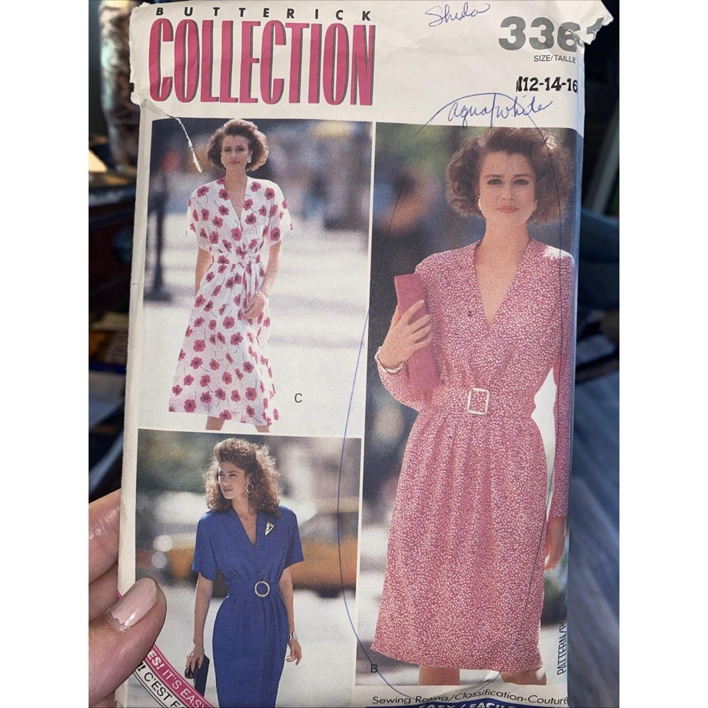 Vintage 1989 Butterick Collection Dress Pattern 3361 Size 12-16 Uncut